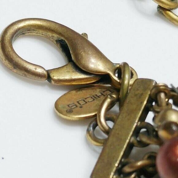 Chico's Lucite Multi-Strand Beaded Necklace, 9 Strand, Brown Black Gold, 20 Inch - Picture 10 of 12